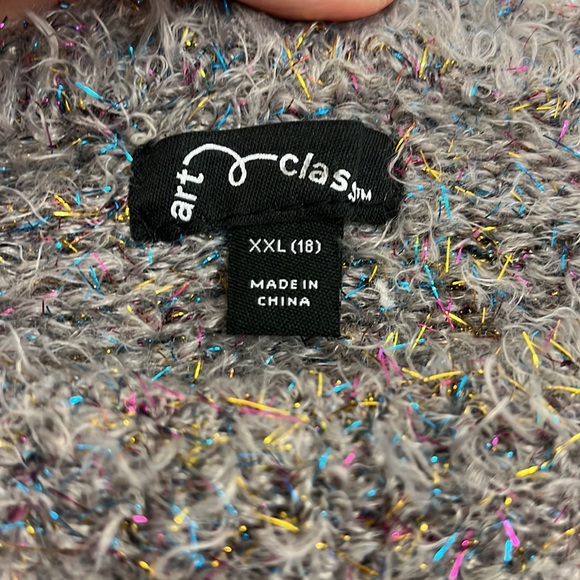 NWT Art Class XXL Striped Colorblock Metallic Sparkle Sweater - Picture 7 of 9